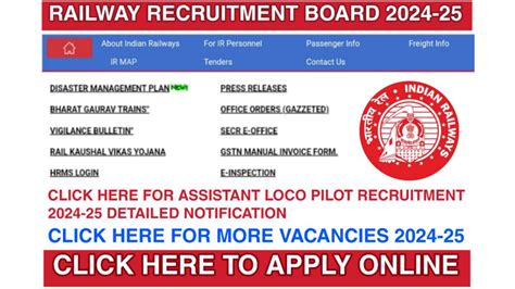 Railway Assistant Loco Pilot Recruitment 2024, Official notification ...