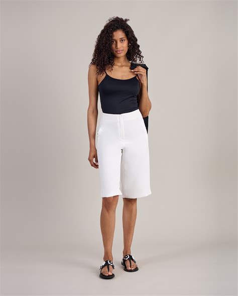 PRESTON BERMUDA White High Waisted Bermuda Shorts | ANNE FONTAINE