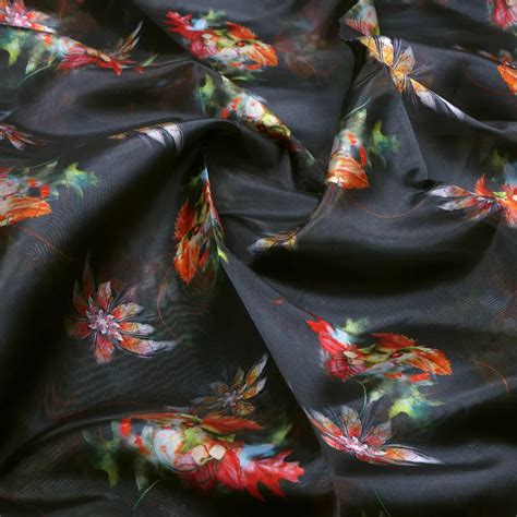 Black Floral Printed Organza Fabric - Unstitched Fabric – FAB VOGUE Studio