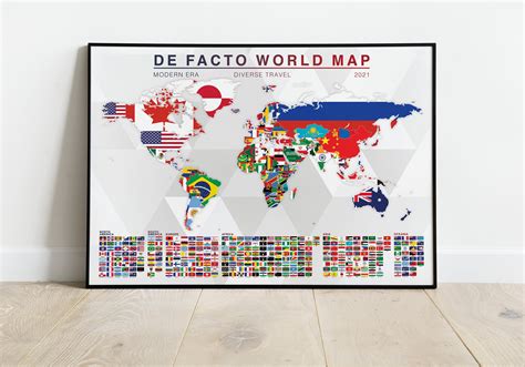 De Facto Flag World Map Map Print/sticker - Etsy