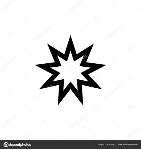 Baha Nine pointed star sign icon. Element of religion sign icon for ...