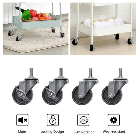 YEAKOO 3-Tier Kitchen Storage Trolleys, Utility Rolling Cart Storage ...