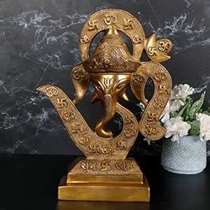 Buy ARTVARKO Brass Om Swastika Ganesha Murti Shubh Labh Ganesh Idol ...