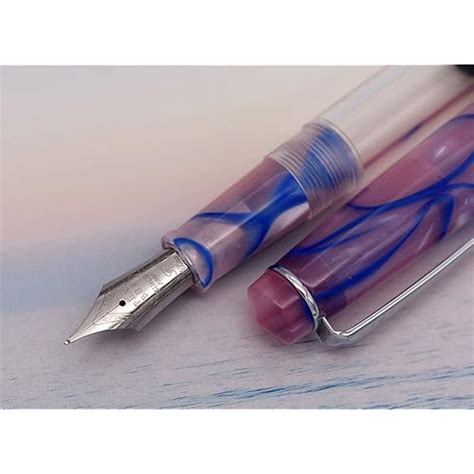 Buy Penbbs 309 Fountain Pen Blue Marble,Transparent Acrylic, Piston ...