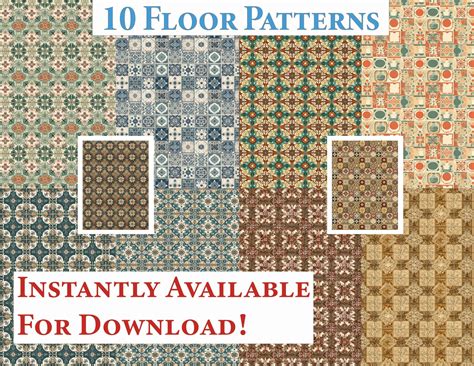 10 Printable Dollhouse Floor Patterns & Wallpaper Digital Download 1 12 ...