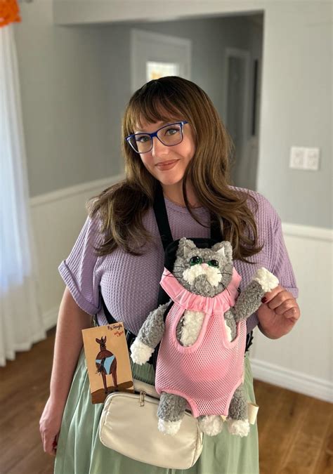 Trying on my Gayle costume. I couldn’t find a Mr.Business so I made him myself. He hates the ...