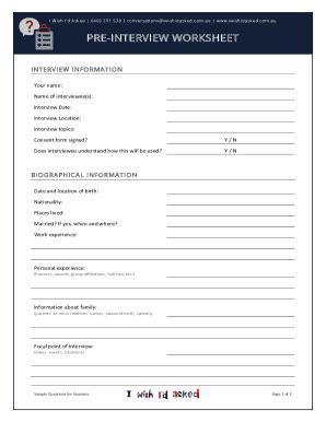 AU I Wish I’d Asked Pre-interview Worksheet 2020-2026 - Fill and Sign ...