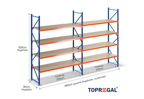 4,6 m storage rack LR2000 / 80 cm deep / 2 m high / 4 levels / rack ...