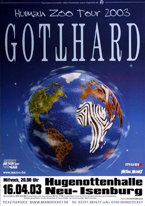 Gotthard - Human Zoo, Neu-Isenburg 2003 - Konzertplakat, 22,90