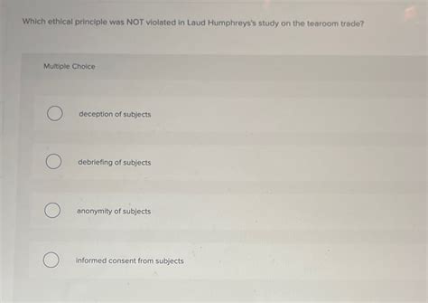 Solved Which ethical principle was NOT violated in Laud | Chegg.com