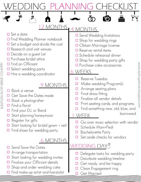 Image result for Complete Wedding Checklist Printable