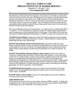 Fillable Online OREGON INSTITUTE OF MARINE BIOLOGY Fax Email Print ...