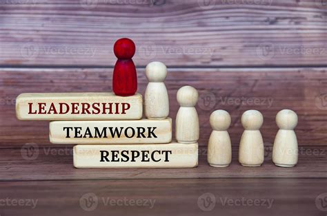 Leadership concept - Leadership, teamwork and respect text on wooden ...