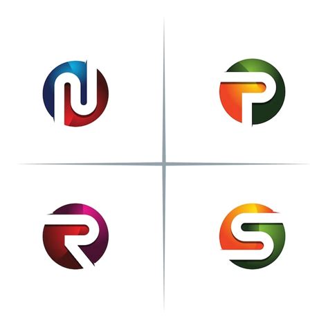 3D bunte Kreis Brief Logo Design Set | Premium Vektor