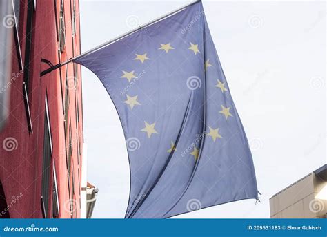 European Union Flag, Blue Flag with Yellow Stars Stock Image - Image of ...