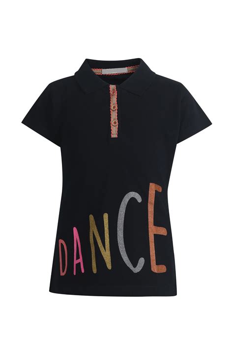 Pampolina Girls Text Printed Pique Kint Collar T-Shirt - Navy ...