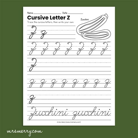 26 Cursive Handwriting Worksheets - A thru Z - Fruits & Vegetables ...