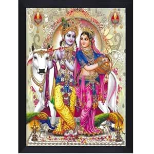 LVY Decor Radha Krishna Wall Painting | Matt Textured UV Framed Artwork ...