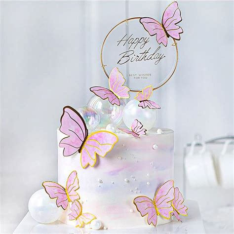 KASUWA 22Pcs Pink Butterfly Cake Toppers with Gold Steel India | Ubuy