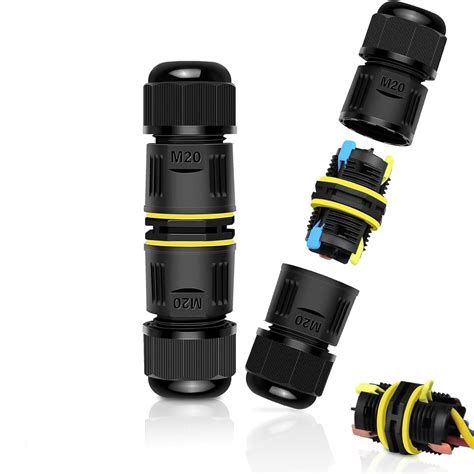 ZAVASIKA Cable Connector for M20 Cable(2Pcs), Waterproof 3-Pin IP68 ...