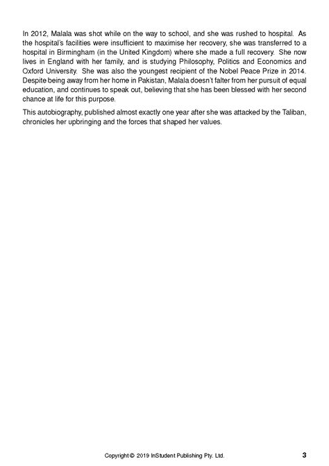 Text Guide: I Am Malala by Malala Yousafzai – ATAR Notes