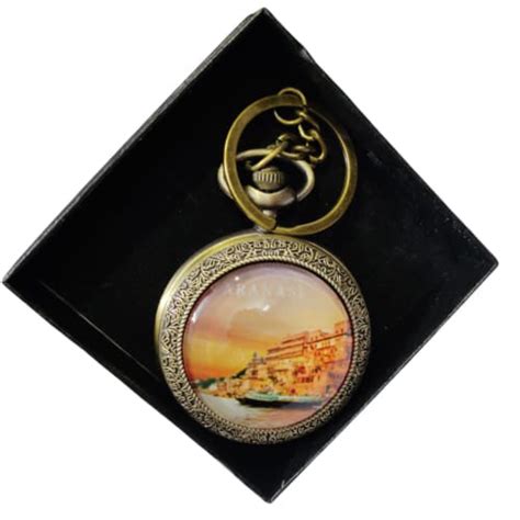 Buy Online Varanasi Ganga Ghat Vintage Pocket Watch Keychain Sunset ...