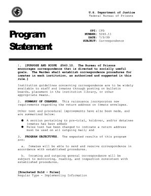 Fillable Online bop bop program statement on correspondence form Fax ...