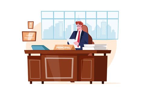 The principal is working in the office Illustration concept on white ...