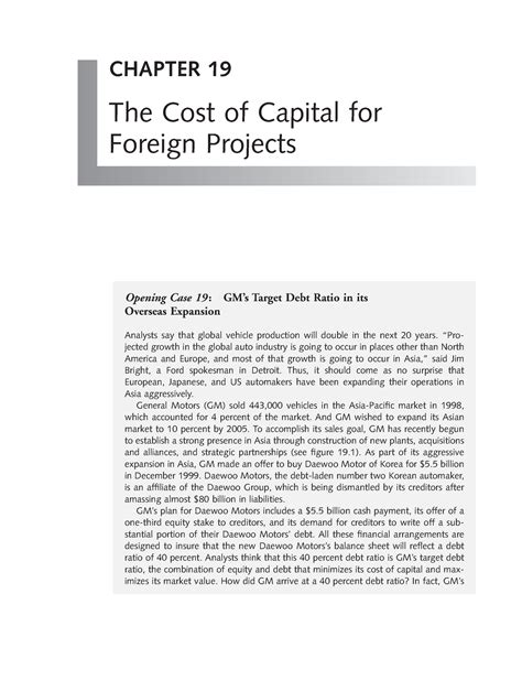 16. Cost of Capital for Foreign Projects - ####### Opening Case 19 : GM ...