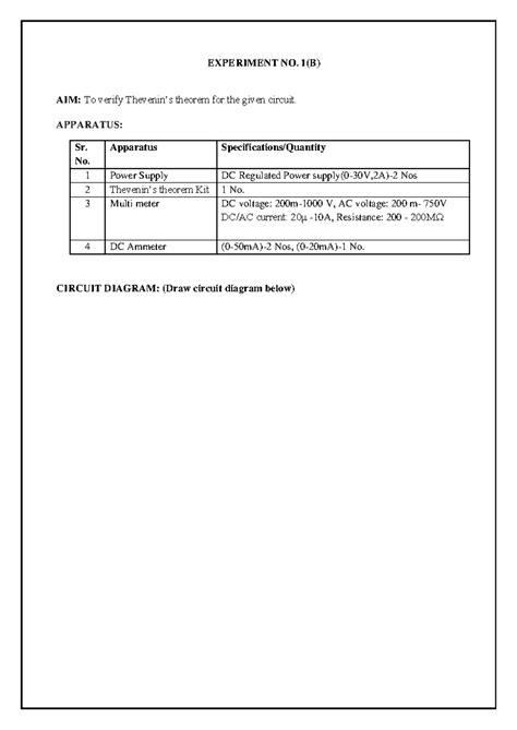 Exp. 1(B) Thevenin's Theorem.docx new - EXPERIMENT NO. 1(B) AIM: To ...