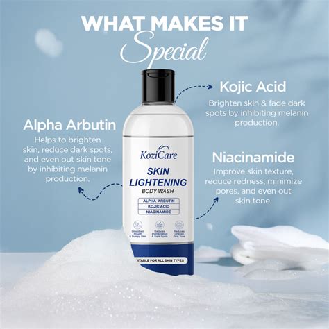 Kozicare Skin Lightening Body Wash Enriched with Kojic Acid, Niacinami
