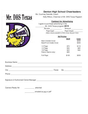 Fillable Online dentonisd 2015 Ad Order Form Fax Email Print - pdfFiller