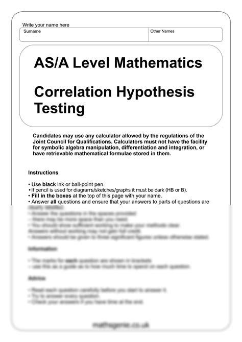 Correlation Hypothesis Testing AQA Maths a Level 的图像结果