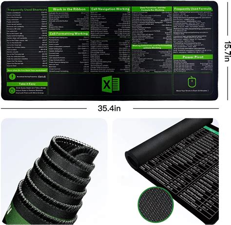 ZHIYUEJING Excel Cheat Sheet Desk Pad,35.4”x15.7”,Stitched India | Ubuy