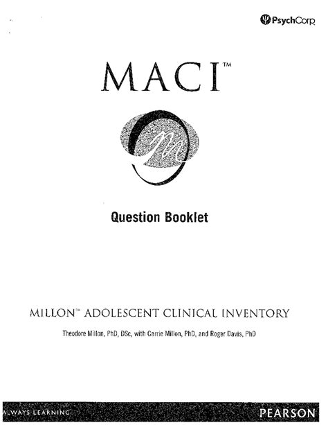 MACI ques booklet - MACI scoring graph - Counselling psychology - Studocu