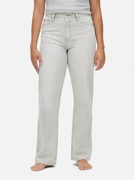 Womens Grey Mid-Rise Straight Leg Jeans | Short - Long Lengths | Primark