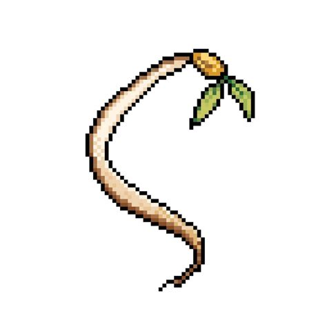 Raw mung bean sprout with leaves. Pixel bit retro game styled vector ...