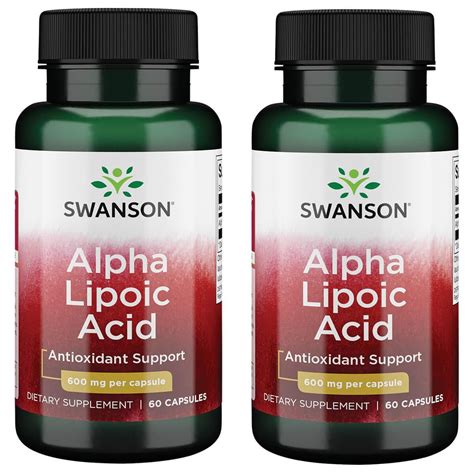 Swanson Alpha Lipoic Acid 600 mg 60 Caps 2 Pack - Walmart.com