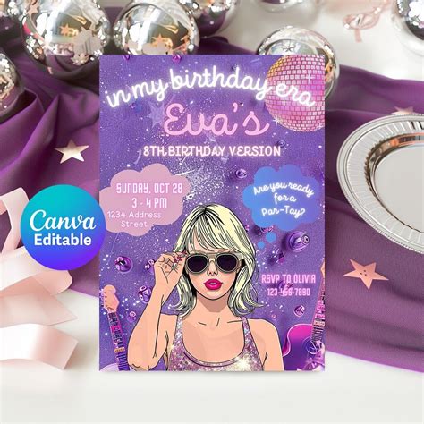Editable in My Birthday Era Invitation, Eras Invitation, Friendship ...