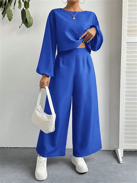 SHEIN USA | Royal blue pants outfit, Blue pants outfit, Monochromatic ...