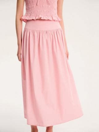 OMNES Darcie Drop Waist Midi Skirt, Pink