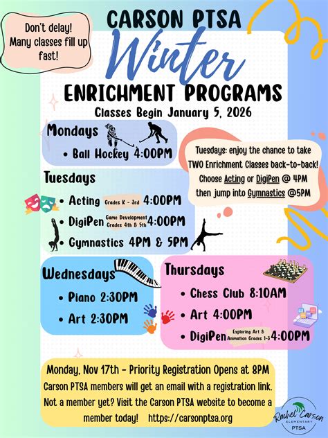 Winter 2026 Enrichment Program Priority Registration