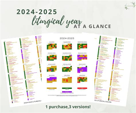 Liturgical Color Calendar 2025 Printable | Printable Calendars