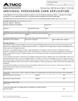 Fillable Online tmcc Individual Purchasing Card Application Fax Email ...