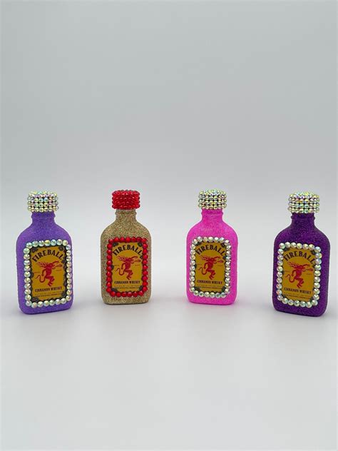 Fireball Cinnamon Whiskey Mini 50ml Empty Glittered Rhinestone Cute ...
