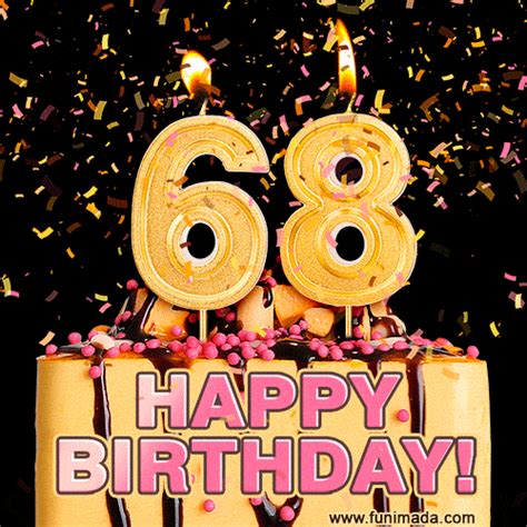 68. Geburtstag Geburtstagswünsche mit Schild und Alter auf Karte ...