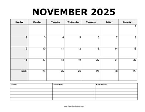 Free November 2025 Calendar Printable | PDF, Word