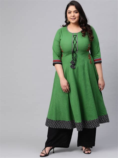 Cotton Slub Embroidered Anarkali Kurta – Ashirwad Garments