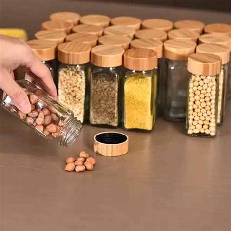 ARTIFY GLASS Set of 8 - (110 ml ) Glass Spice Jars With Bamboo Lids ...