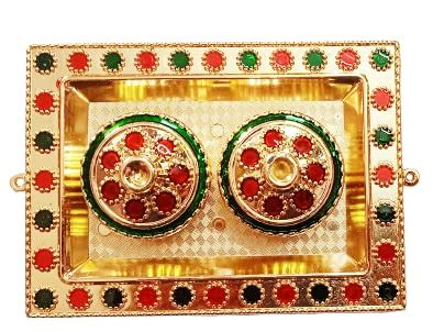 Vidagdha Meenakari Fancy Designs Haldi Kumkum Holder/Roli Chawal Box ...